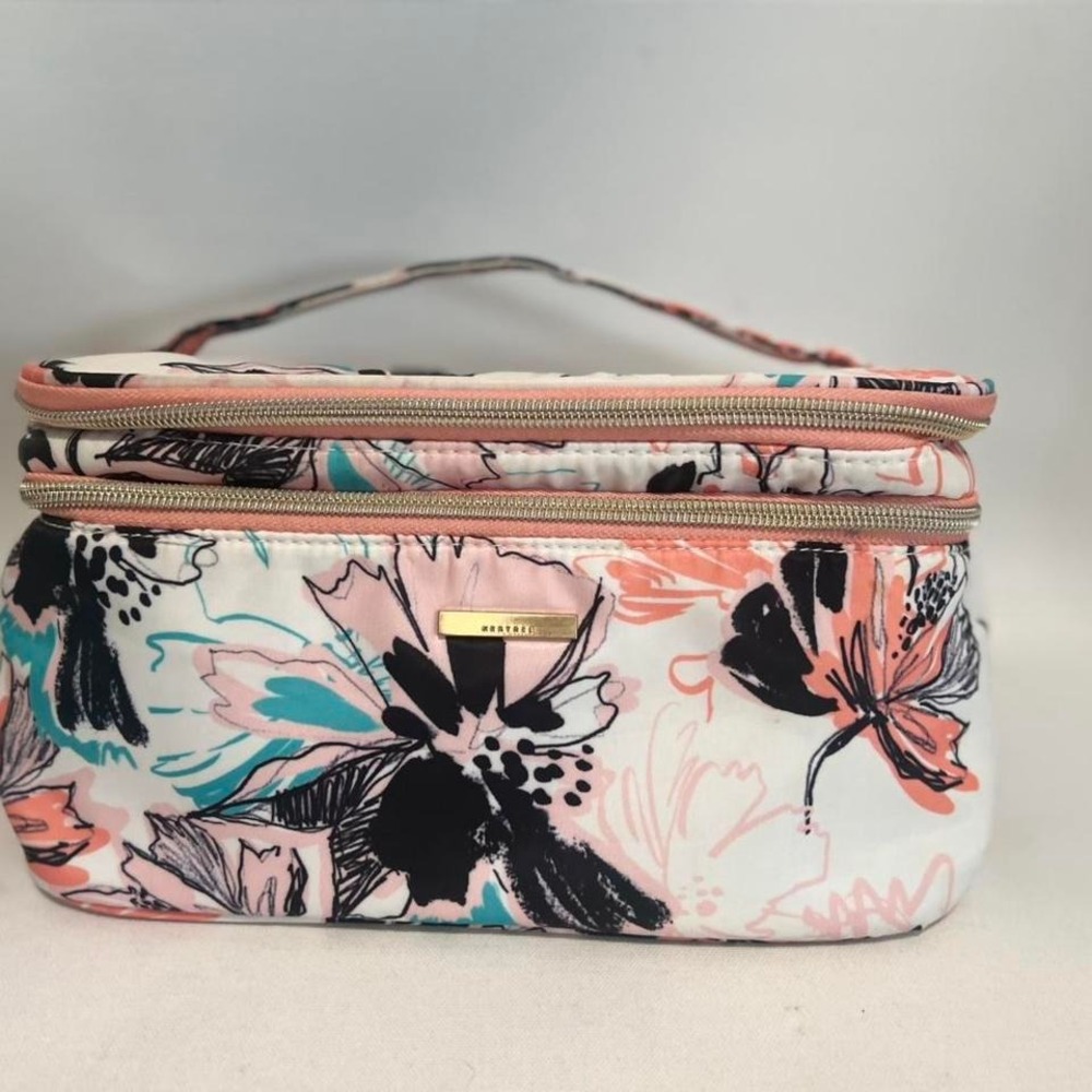 Kestrell Black Pink Floral Multicolored Nylon Toiletry‎ & Makeup Travel Bag